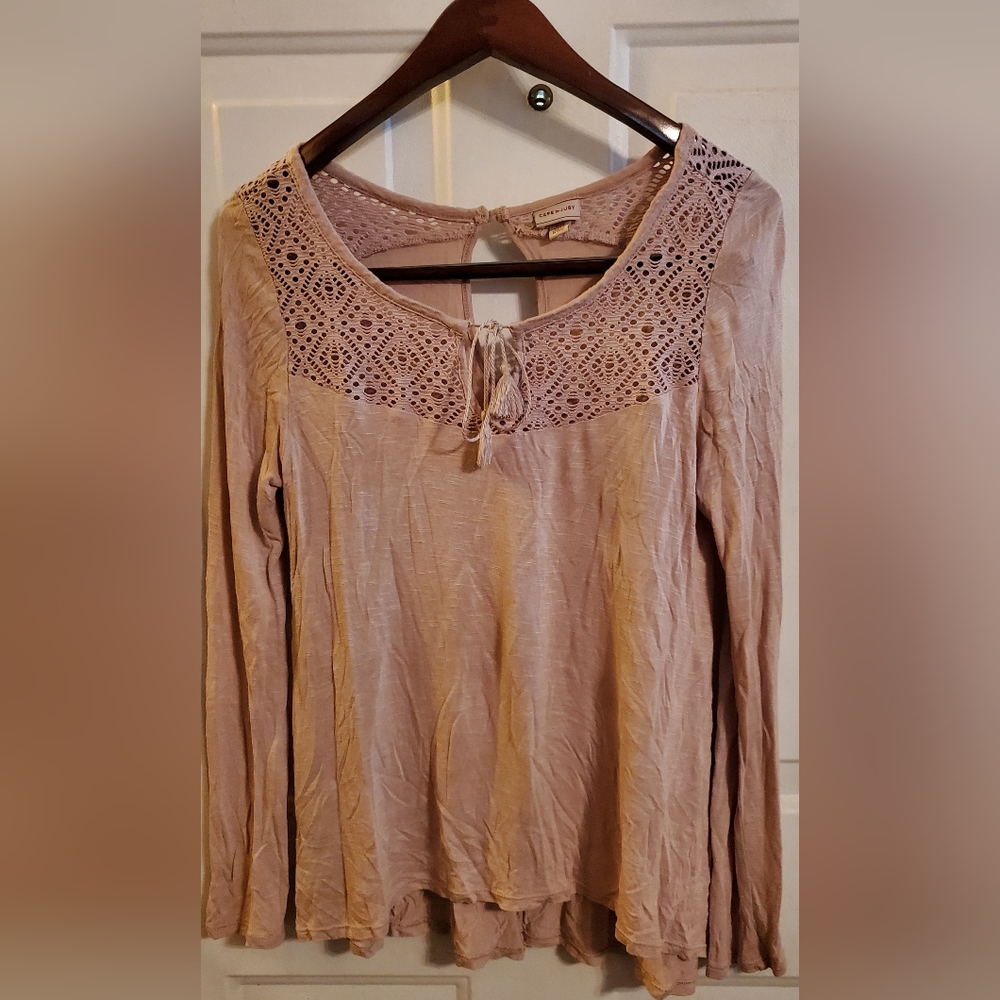 Camp Juby Peasant Style Blouse with Lace inset, Women's size medium